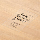 Invitations En Acrylique Main romantique tirée Whimsical Mariage noir (Poser)