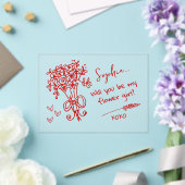 Invitations En Acrylique Main rouge dessinée Veux-tu être... (Insitu (Mariage))