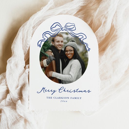 Invitations En Acrylique Main Whimsical tiré Bleu Bow Noël