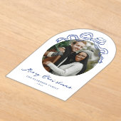 Invitations En Acrylique Main Whimsical tiré Bleu Bow Noël (Poser)