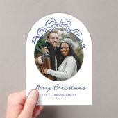 Invitations En Acrylique Main Whimsical tiré Bleu Bow Noël (In situ (ordinateur de poche))