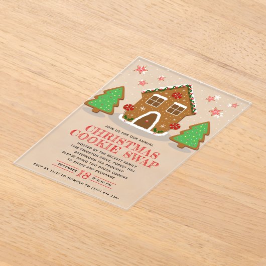 Invitations En Acrylique Maison en pain d'épice Échange de biscuits Noël fê (Poser)