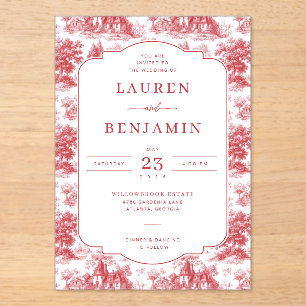 Invitations En Acrylique Maisons Rouges Élégantes de Style Vintage