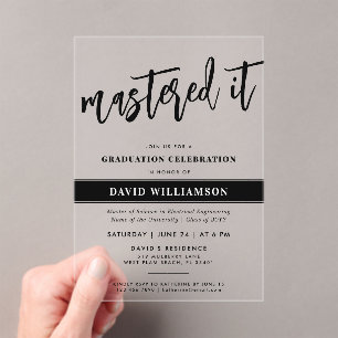 Invitations En Acrylique Maîtrise moderne Diplôme Diplôme Maîtrise