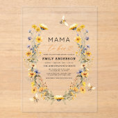 Invitations En Acrylique Mama sera Fleur sauvage Baby shower neutre pour le (Recto)