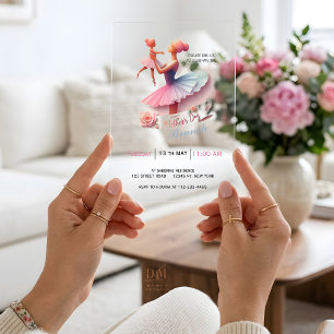 Invitations En Acrylique Maman Ballerine Aquarelle Mignonne, Brunch