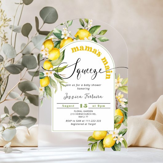 Invitations En Acrylique Mamas principal presser le citron baby shower d'ag