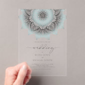 Invitations En Acrylique Mandala Lace Rev Mariage Lt. Blue ID968 (In situ (ordinateur de poche))