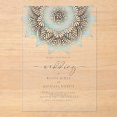Invitations En Acrylique Mandala Lace Rev Mariage Lt. Blue ID968 (Recto)