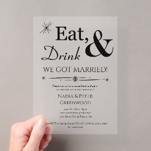 Invitations En Acrylique Manger Boire Nous sommes mariés Fuite Mariage Fête