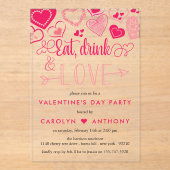 Invitations En Acrylique "Mangez, buvez et aimez" Saint-Valentin (Recto)