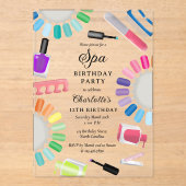 Invitations En Acrylique Manucure Pédicure Fille Spa Anniversaire (Recto)