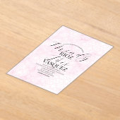 Invitations En Acrylique Marble Abstract Pink Wedding Script Black  (Poser)