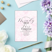 Invitations En Acrylique Marble Abstract Pink Wedding Script Black  (Insitu (Mariage))