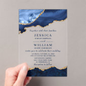 Invitations En Acrylique Marbre bleu marine moderne Mariage d'âge (In situ (ordinateur de poche))