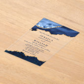 Invitations En Acrylique Marbre bleu marine moderne Mariage d'âge (Poser)