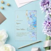 Invitations En Acrylique marbre bleu pastel Baptême (Insitu (Mariage))