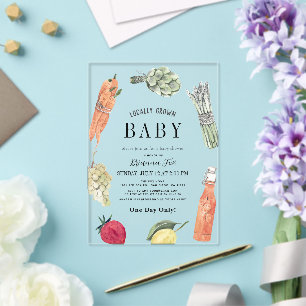 Invitations En Acrylique Marché de Bébés Cultivés Localement Baby Shower