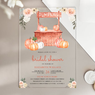 Invitations En Acrylique Marché de citrouilles florales de pêche Shower de 