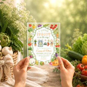 Invitations En Acrylique Marché de producteurs Little Sprout Baby Shower ga