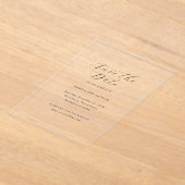 Invitations En Acrylique Marcia Classic Mariage élégant Enregistrer la date (Poser)