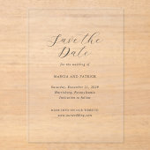 Invitations En Acrylique Marcia Classic Mariage élégant Enregistrer la date (Recto)