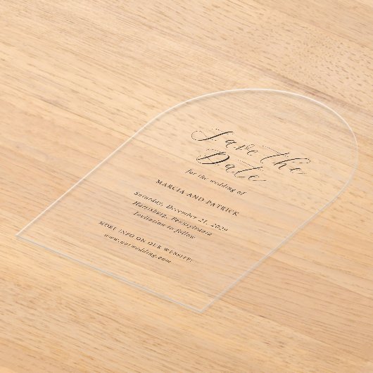 Invitations En Acrylique Marcia Classic Mariage élégant Enregistrer la date (Poser)