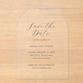 Invitations En Acrylique Marcia Classic Mariage élégant Enregistrer la date (Recto)