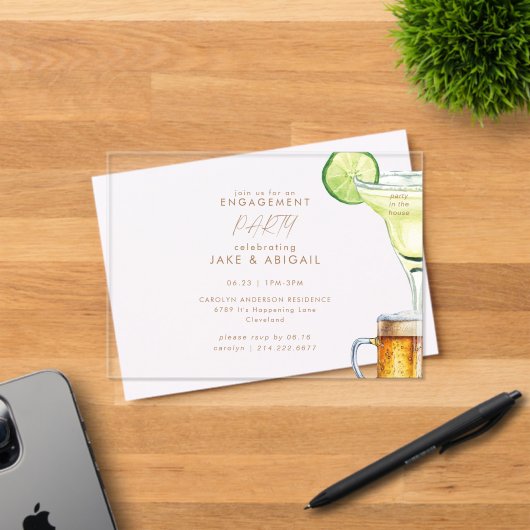 Invitations En Acrylique Margarita Beer Engagement Party (Insitu (Carte d'invitation))