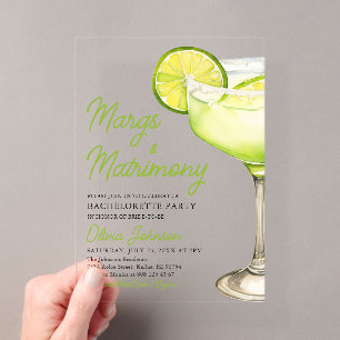 Invitations En Acrylique Margarita Margs & Cocktail de Matrimonie Enterreme