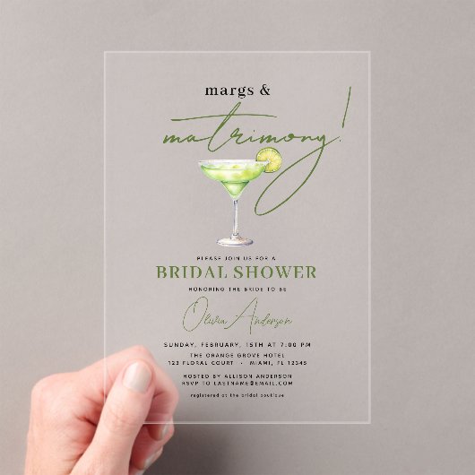 Invitations En Acrylique Marges et mariage Fête des mariées moderne (In situ (ordinateur de poche))