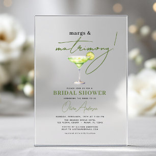 Invitations En Acrylique Margs et Matrimony Mariage Moderne Shower 