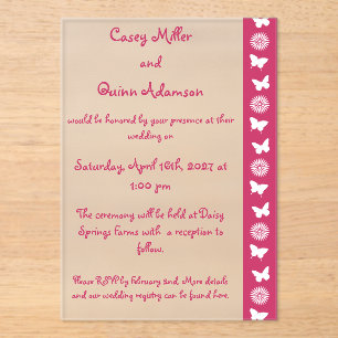 Invitations En Acrylique Marguerites et Papillons dans un Mariage au Frambo
