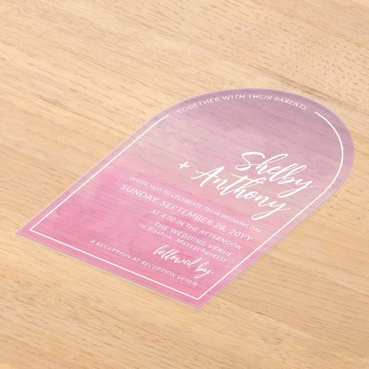 Invitations En Acrylique Mariage à cadre violet violet violet pastel nuageu (Poser)