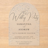 Invitations En Acrylique Mariage à étincelles argentées (Recto)