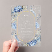 Invitations En Acrylique Mariage à fleurs de printemps bleu bleu marine Dus (In situ (ordinateur de poche))