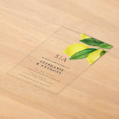 Invitations En Acrylique Mariage à la branche de citron Monogramme (Poser)