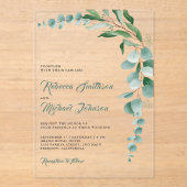 Invitations En Acrylique Mariage à la branche d'eucalyptus (Recto)