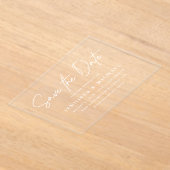 Invitations En Acrylique Mariage à la date simple écriture blanche (Poser)