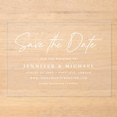 Invitations En Acrylique Mariage à la date simple écriture blanche (Recto)