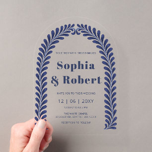 Invitations En Acrylique Mariage à la Mexicaine Bleu Talavera