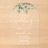 Invitations En Acrylique Mariage à la verdure Eucalyptus (Recto)