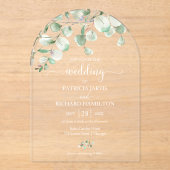 Invitations En Acrylique Mariage à la verdure Eucalyptus (Recto)