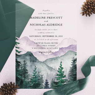 Invitations En Acrylique Mariage à l'aquarelle de la forêt de montagne brum