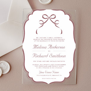 Invitations En Acrylique Mariage à l'arc en rose poussiéreuse