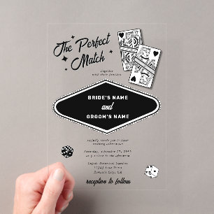 Invitations En Acrylique Mariage à Las Vegas, le match parfait en noir