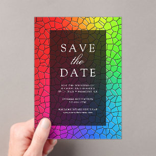 Invitations En Acrylique Mariage à l'aspect vitrail coloré, carte de sauveg