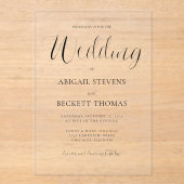 Invitations En Acrylique Mariage à l'Écriture Classique Simple (Recto)