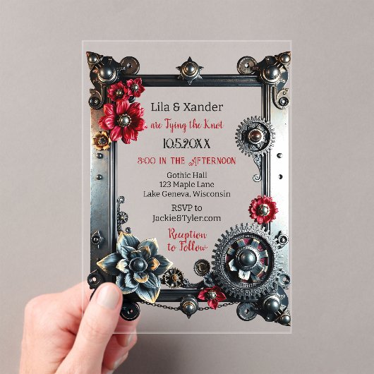 Invitations En Acrylique Mariage à thème Steampunk (In situ (ordinateur de poche))