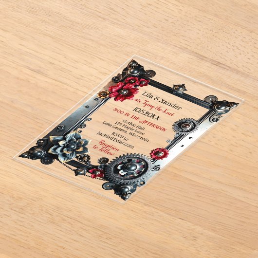 Invitations En Acrylique Mariage à thème Steampunk (Poser)